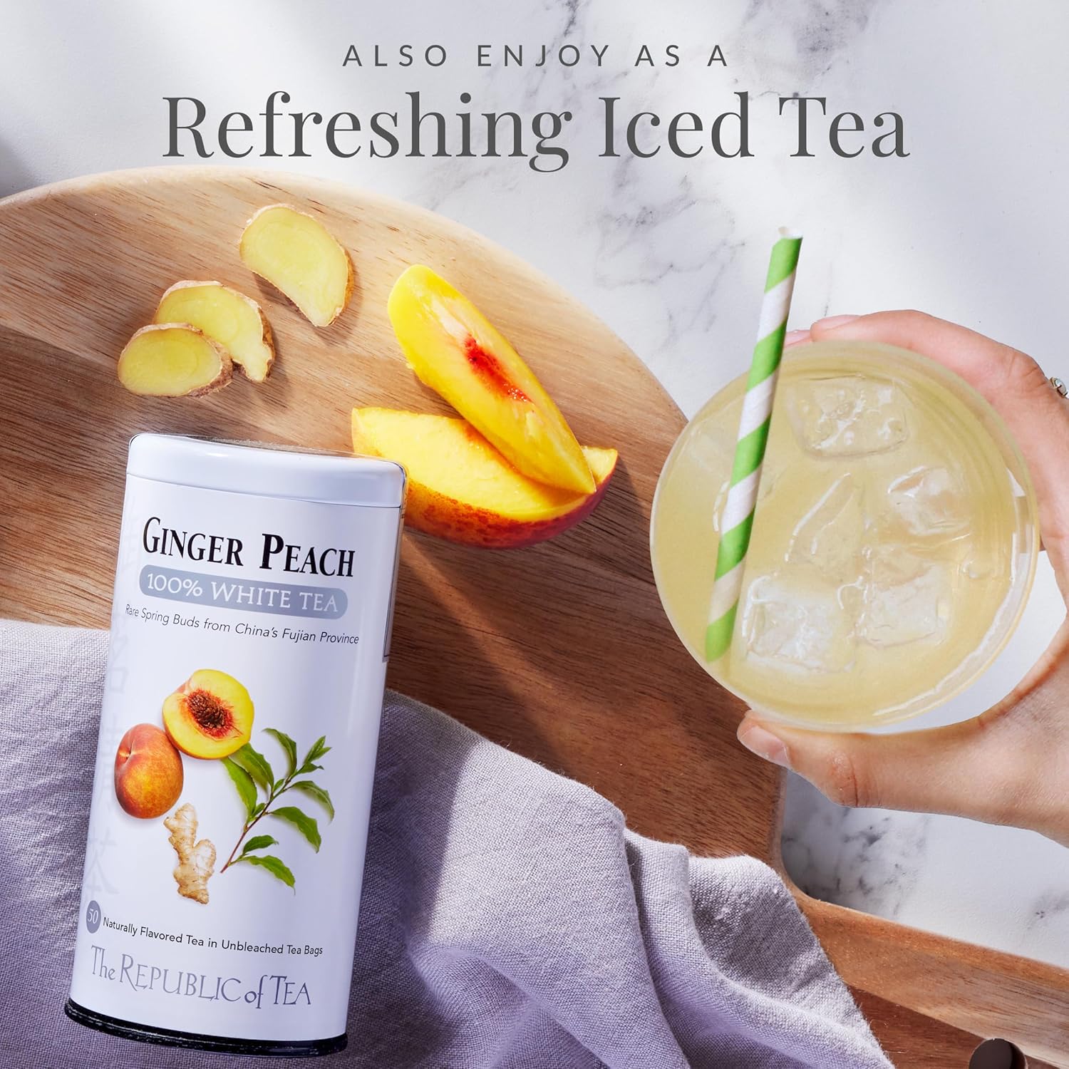 The Republic of Tea – Ginger Peach 100% White Tea Bags, Steeps 50 Low-Caffeinated Cups - Image 4