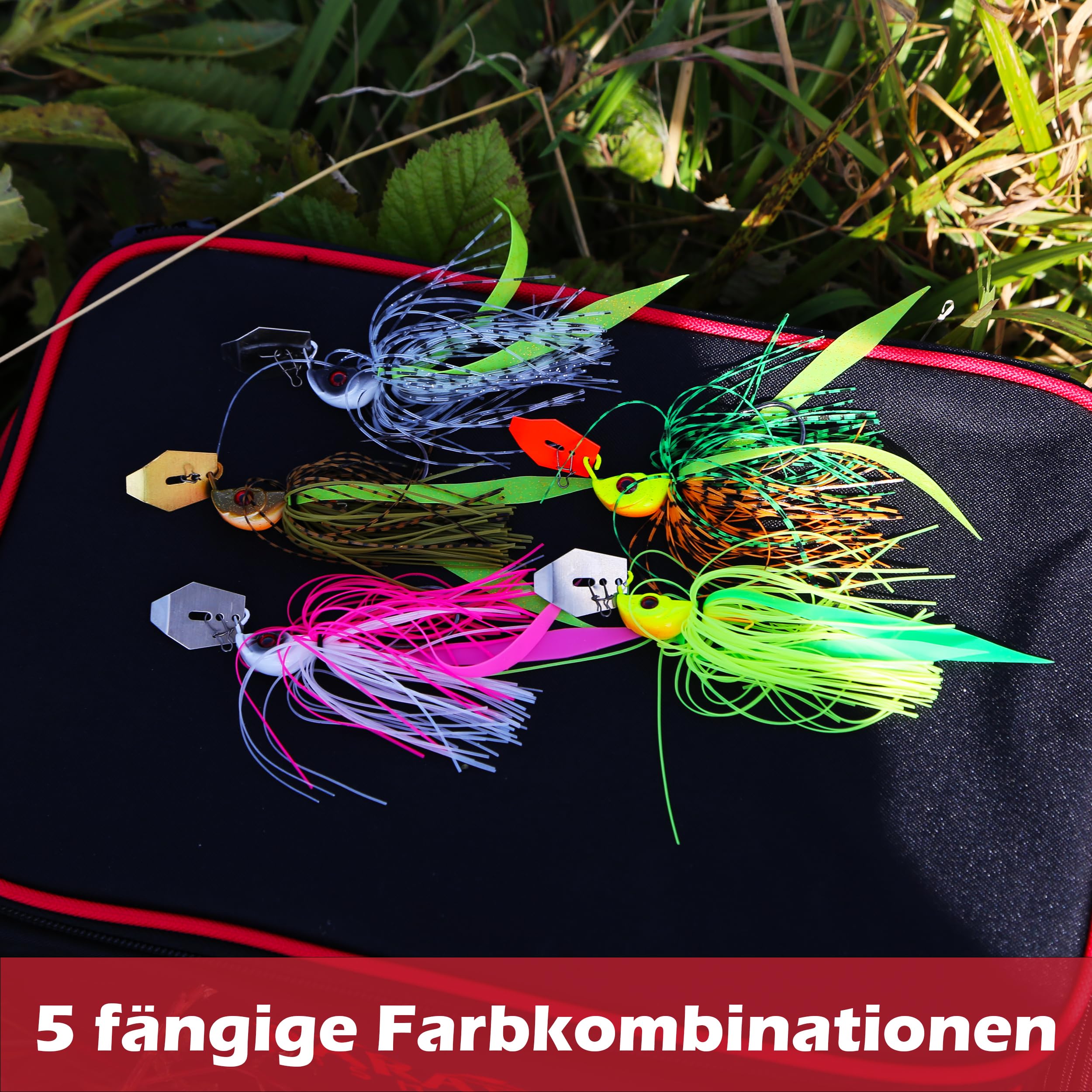 Paradox Fishing Chatterbait Spinnerbait Hecht 5 Stück 12g/15g/18g – Hecht Jig Spinner Hecht köder - Hechtköder