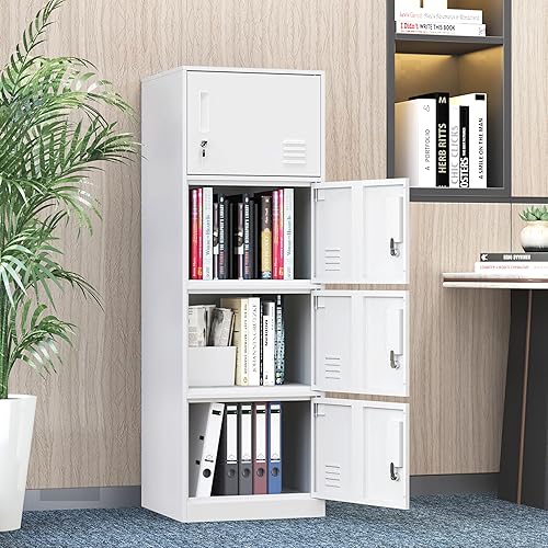 Taquillas de metal para empleados, armario de almacenamiento de oficina con 4 puertas, armario alto para empleados, escuela, oficina, hogar,