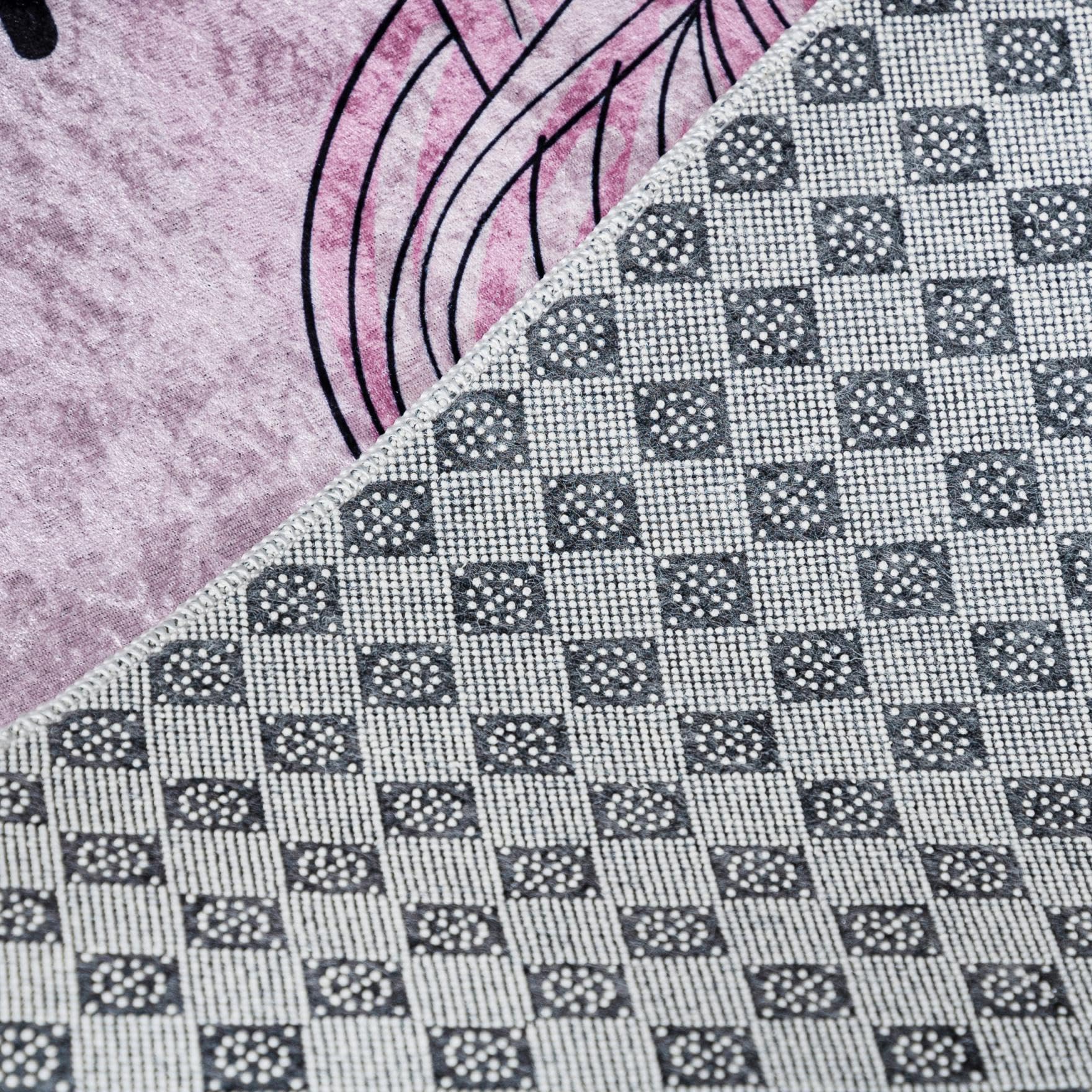 Mazovia Alfombra Infantil Habitación Infantil 80x150cm Antracita Rosa Gato