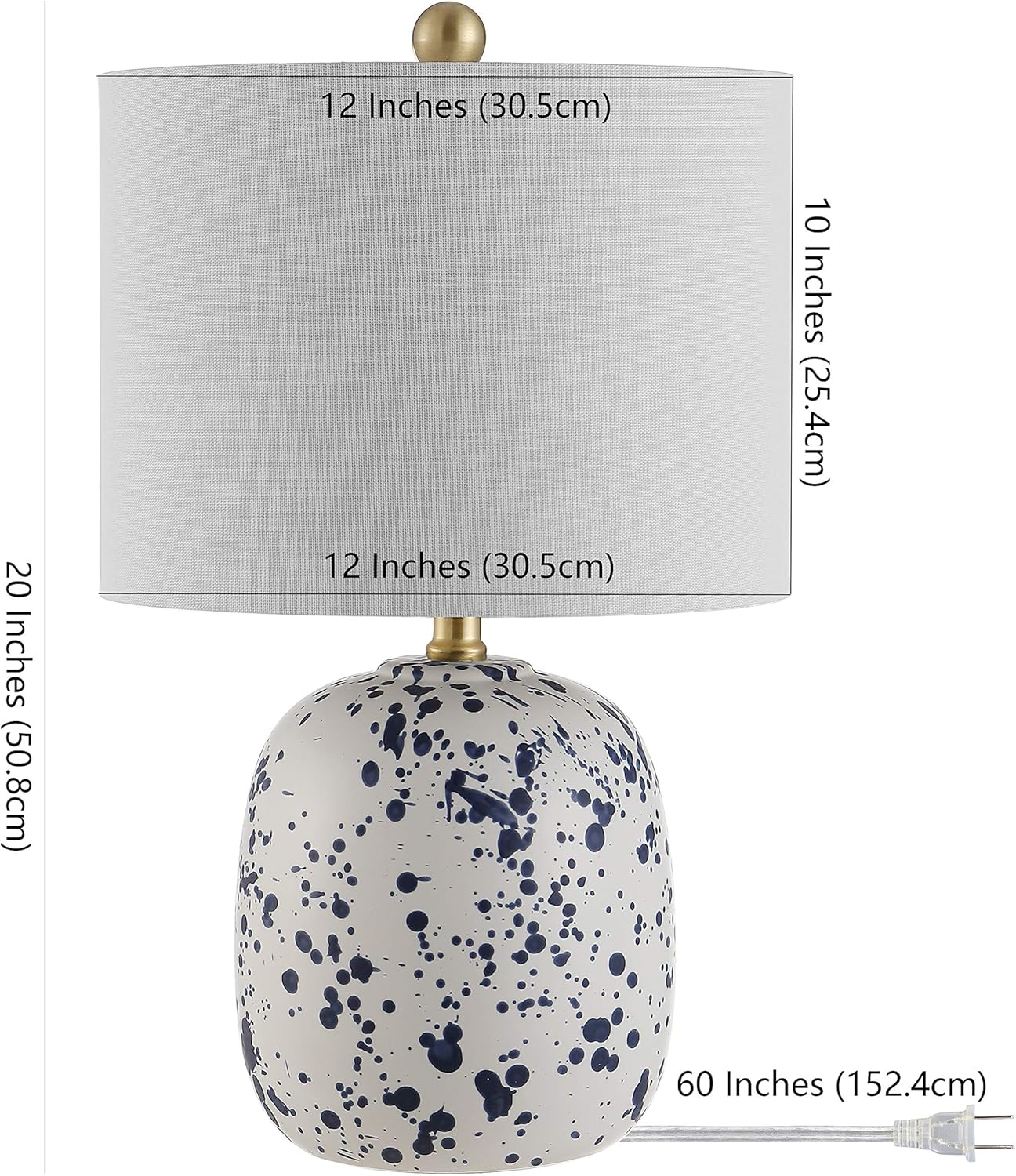 SAFAVIEH Lighting Collection Wallace Modern Contemporary Ivory / Blue Ceramic 19-inch Bedroom Living Room Home Office Desk Nightstand Table Lamp (LED Bulb Included)