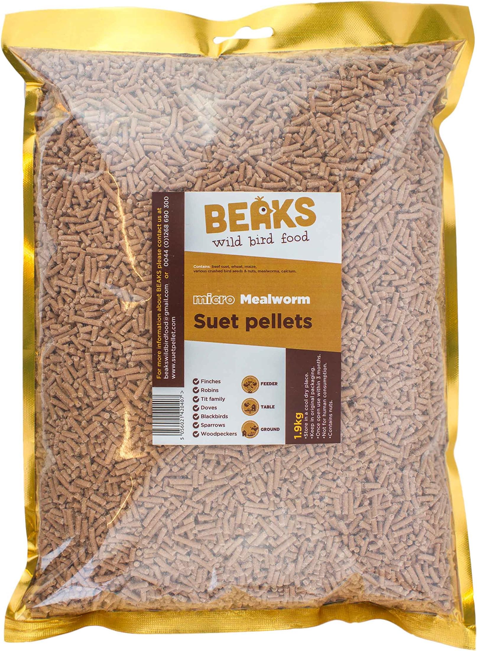 BEAKS wild bird food MICRO suet pellets / 1.9kg / Mealworm