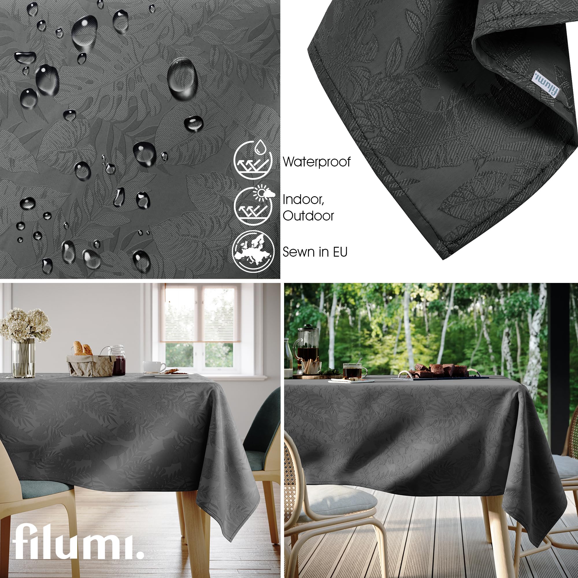 Filumi Tischdecke 120x200 cm Grau Abwaschbar Für Indoor Outdoor Monsteramuster Eris Küche, Haushalt & Wohnen