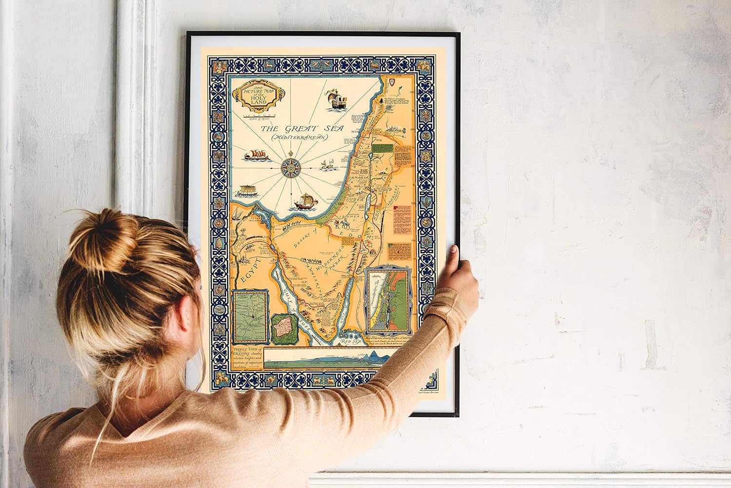 Buy Riley Creative Solutions The Holy Land 1923 Pictorial Map Wall Art Poster Decor 3 Sizes 16x23 Online In Taiwan B07l473qpn
