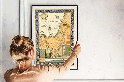 Miniatura 4 de 1928 Mapa de Tierra Santa - Póster decorativo de pared sin marco de Palestina Israel, historia antigua, regalos cristianos, carteles bíblicos