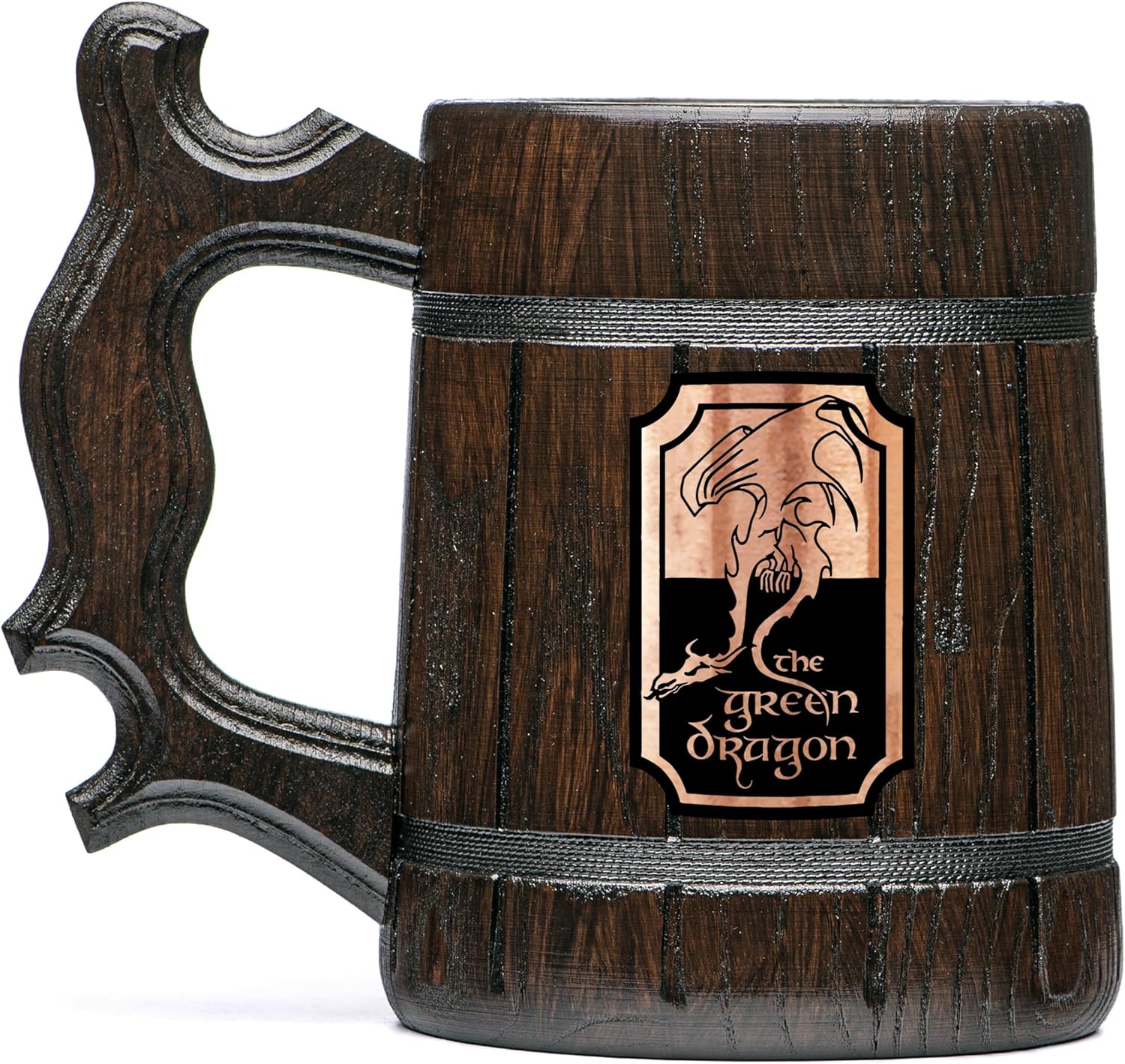 Green Dragon Mug Wooden Beer Stein. Christmas Gift. Birthday Gifts For Him. Beer Tankard 17oz