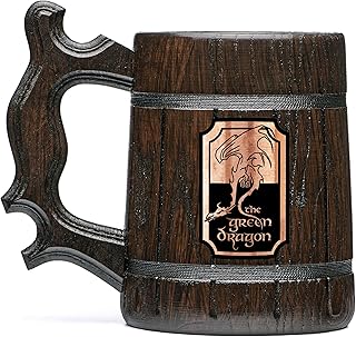 Green Dragon Mug Wooden Beer Stein. Christmas Gift. Birthday Gifts For Him. Beer Tankard 17oz