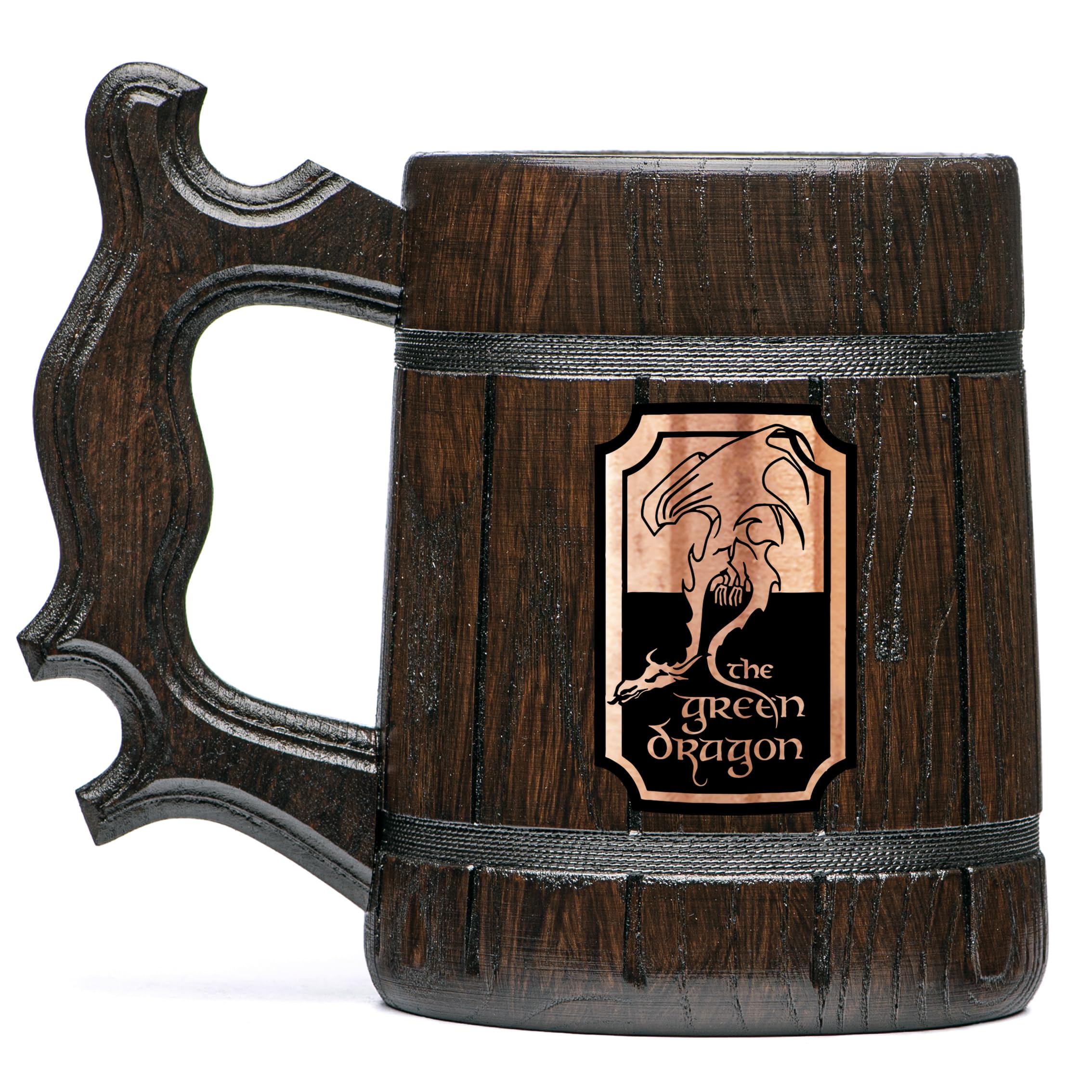 Green Dragon Mug Wooden Beer Stein. Christmas Gift. Birthday Gifts For Him. Beer Tankard 17oz