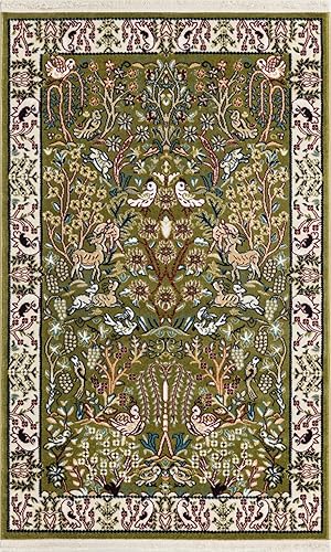 Miniatura 2 de Unique Loom Narenj Collection - Alfombra rectangular de 2 pies 7 pulgadas x 4 pies 1 pulgadas, color verde y marfil