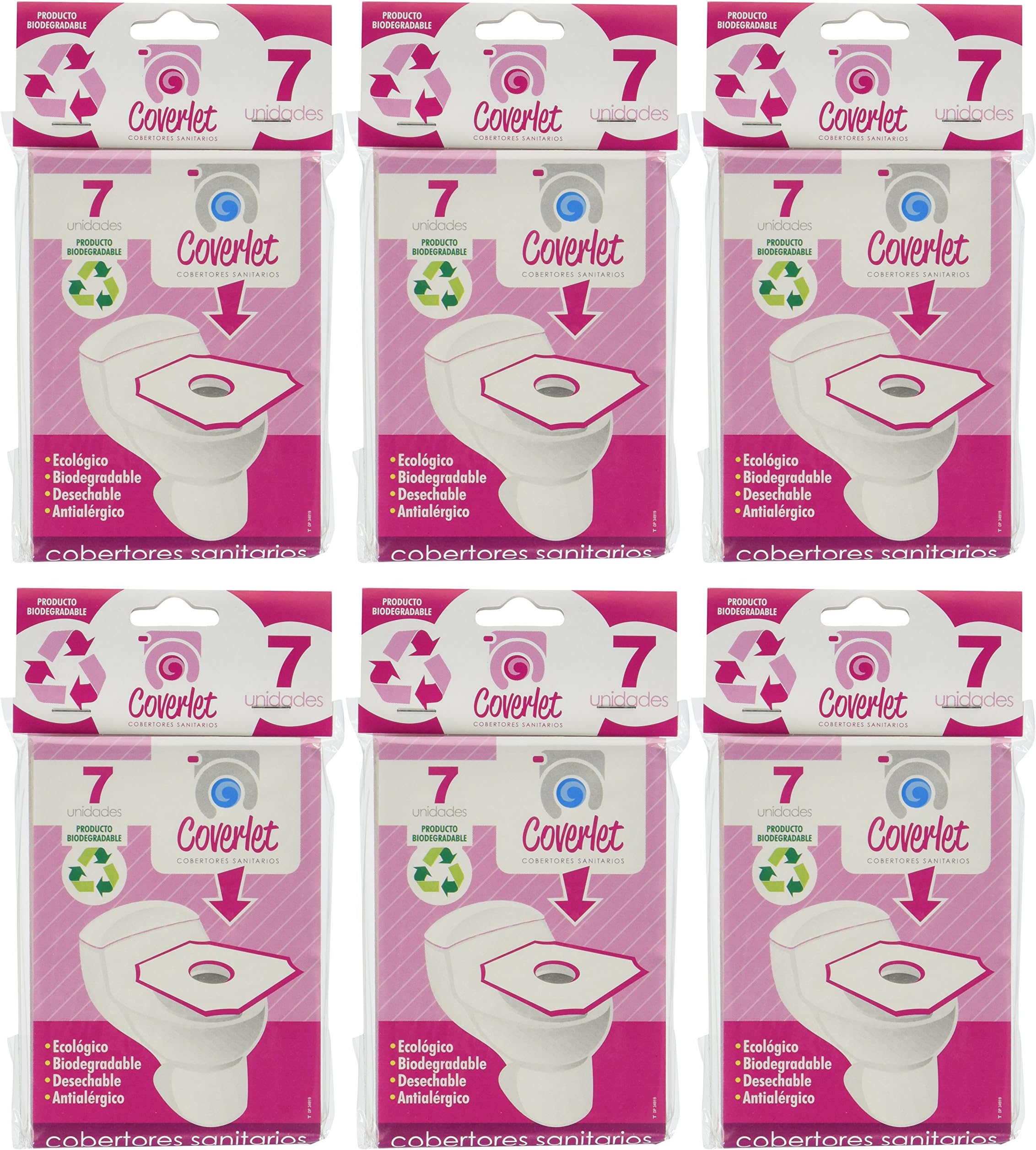 Disposable Toilet Seat Cover Travel Pack of 6 PACKS (42-COUNT) / Cobertor De Sanitario Desechable 42 Count