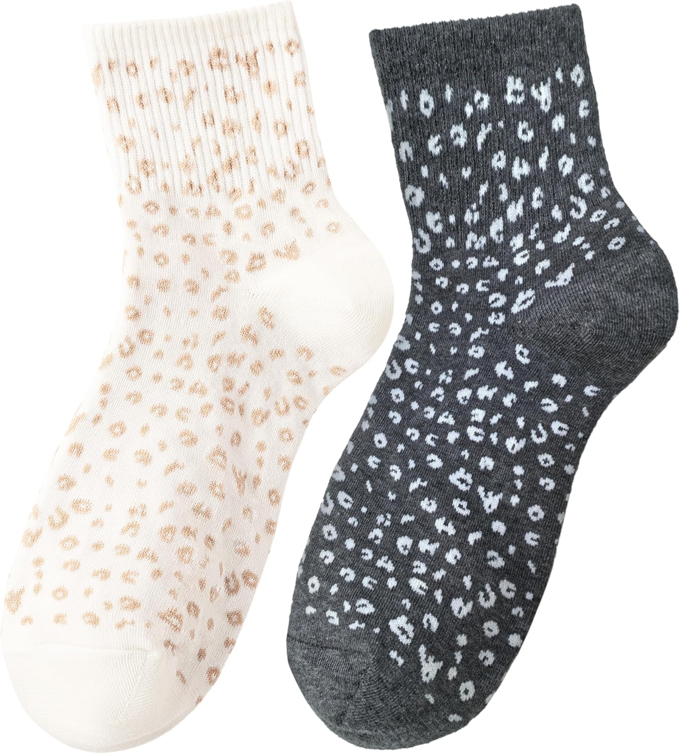 Leopard Print Women's Socks, Animal Pattern Crew Soft Polka Dot Cotton Ankle Sock