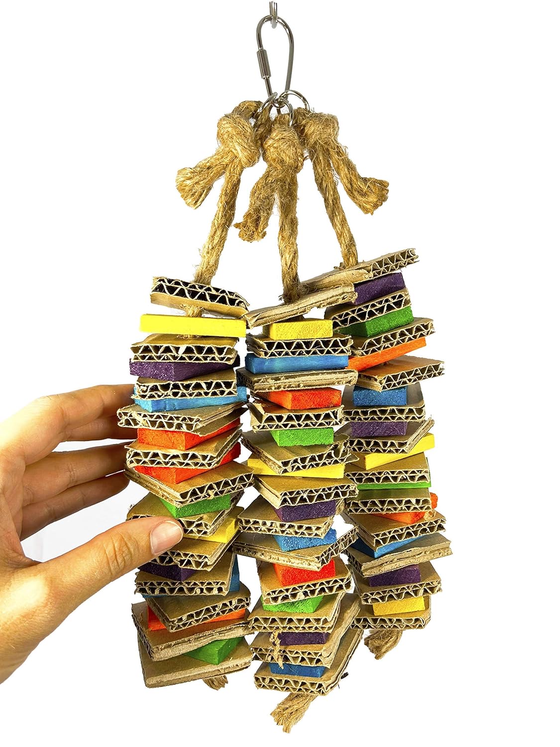 Birds LOVE Chew-Tastic Triple Tower Bird Cage Toy Shredded - Small Bird Toy for Green Cheek Conures Sun Conures Caiques Senegals Quakers and Similar Small Sized Parrots
