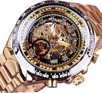 Forsining Bezel Golden Watch Mechanical Sport Design Mens Watches Luxury Designer Clock Men Automatic Skeleton Watch