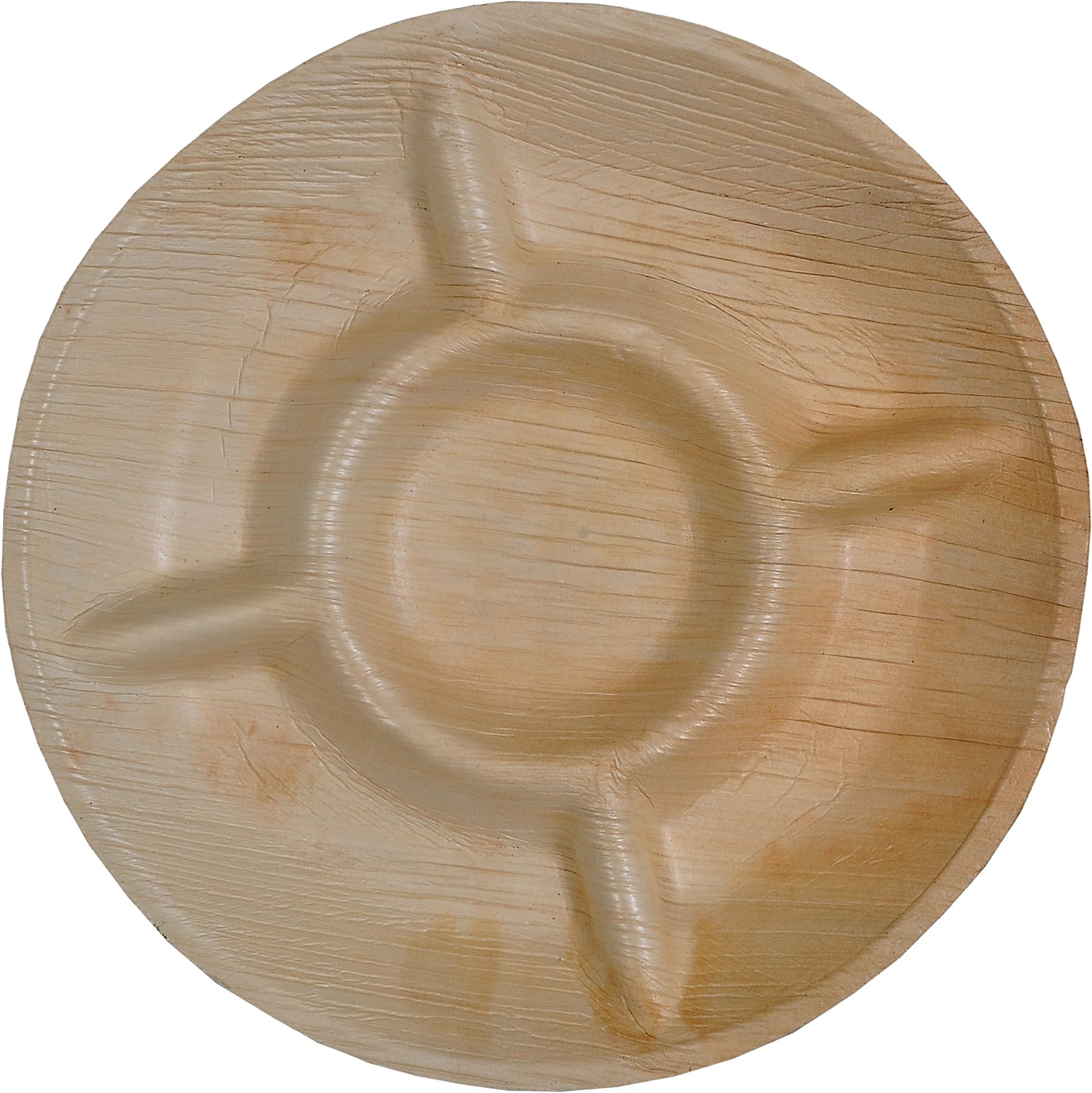 Green Atmos 10 pack 10 inch round 5 compartment deli tray biodegradable compostable and eco friendly palm leaf plates