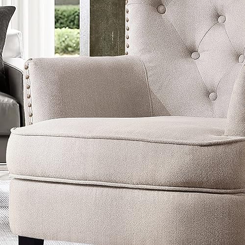 Miniatura 6 de Rosevera Atlas Furniture - Sillas de lectura para sala de estar, cómodas, pequeñas, para dormitorio, estándar, terciopelo beige natural