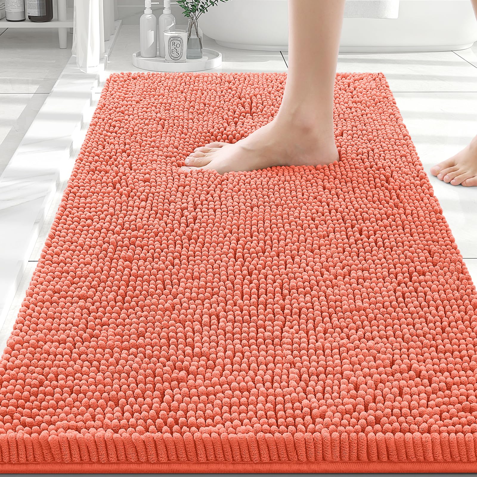 Smiry Bathroom Rugs 30X20, Luxury Chenille Extra Soft Absorbent Bath Mat