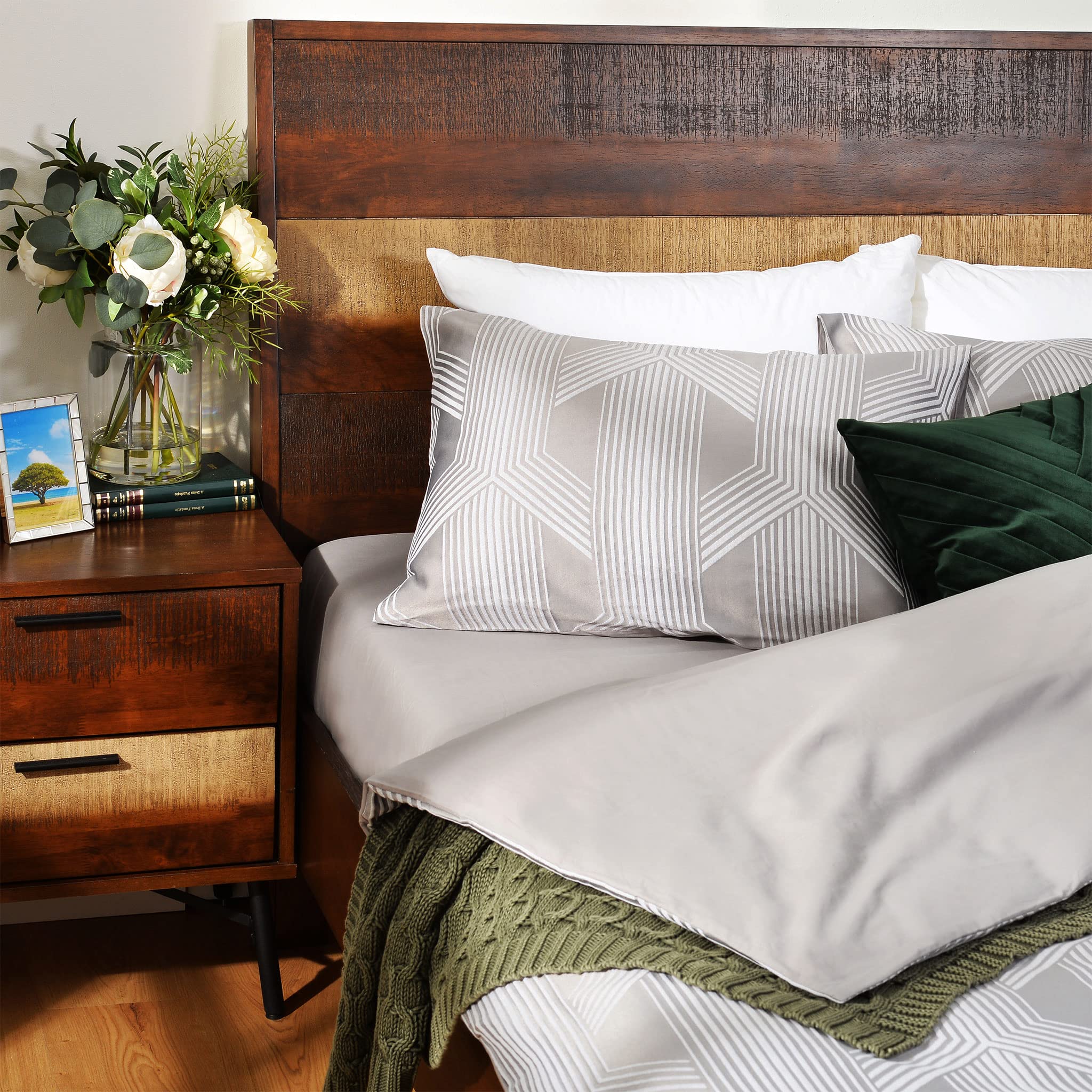 YF41387101 4-teiliges Bettwäsche-Set Cheryl 200x220cm grau