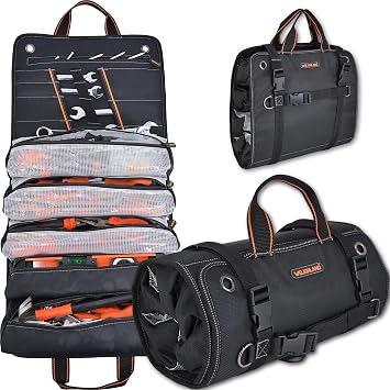 WELKINLAND Mens Tool Roll Organizer, Roll-Up Bag for Mechanics, Electricians & Motorcyclists