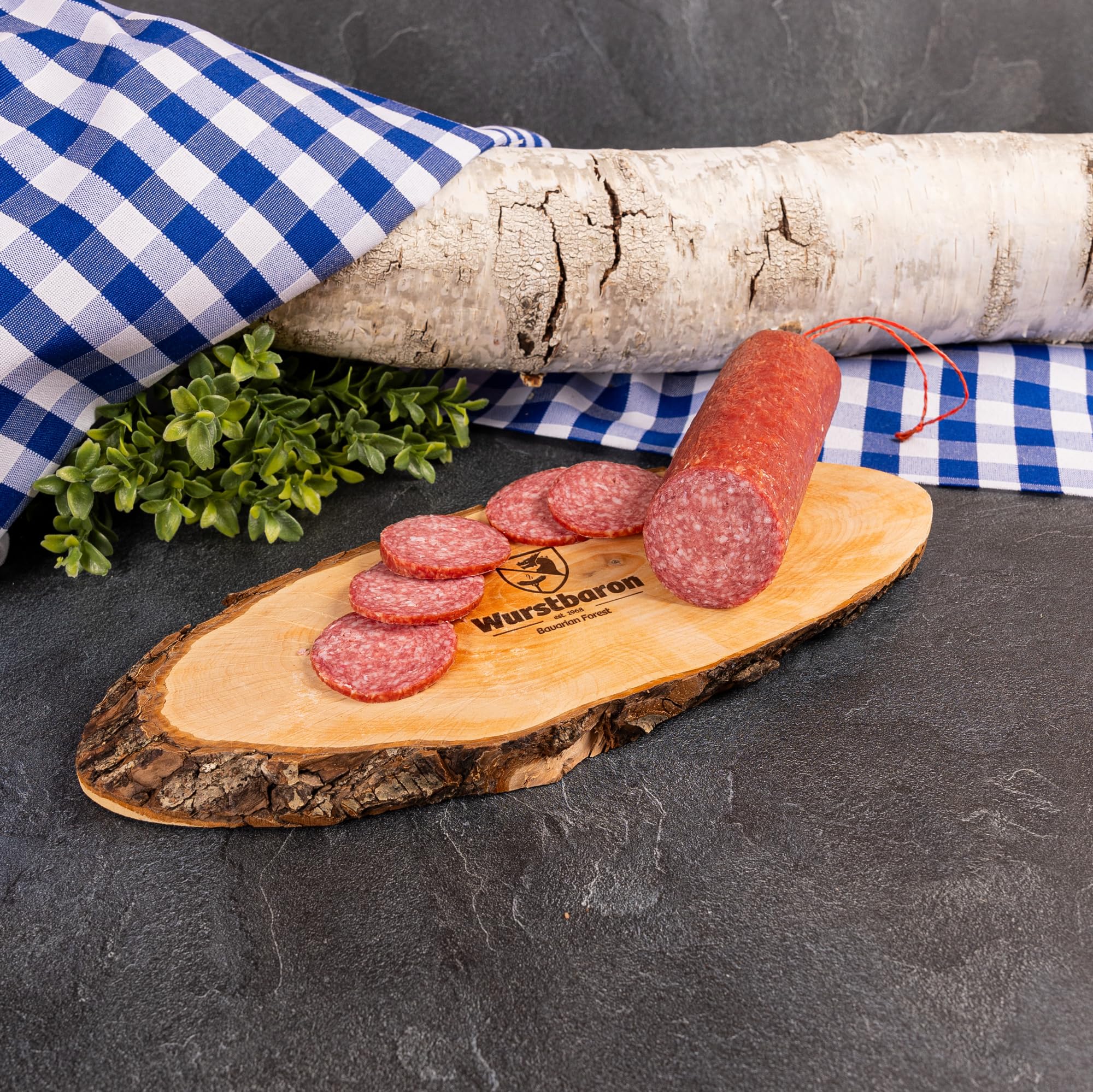 WURSTBARON® Salami Wurst Geschenkbox aus Holz mit Salamispezialitäten