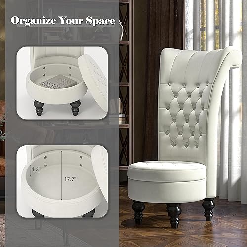 Miniatura 6 de MU Silla de respaldo alto de terciopelo holandés, muebles de sala de estar, asiento de acento real, sillas de trono, estilo simplemente elegante