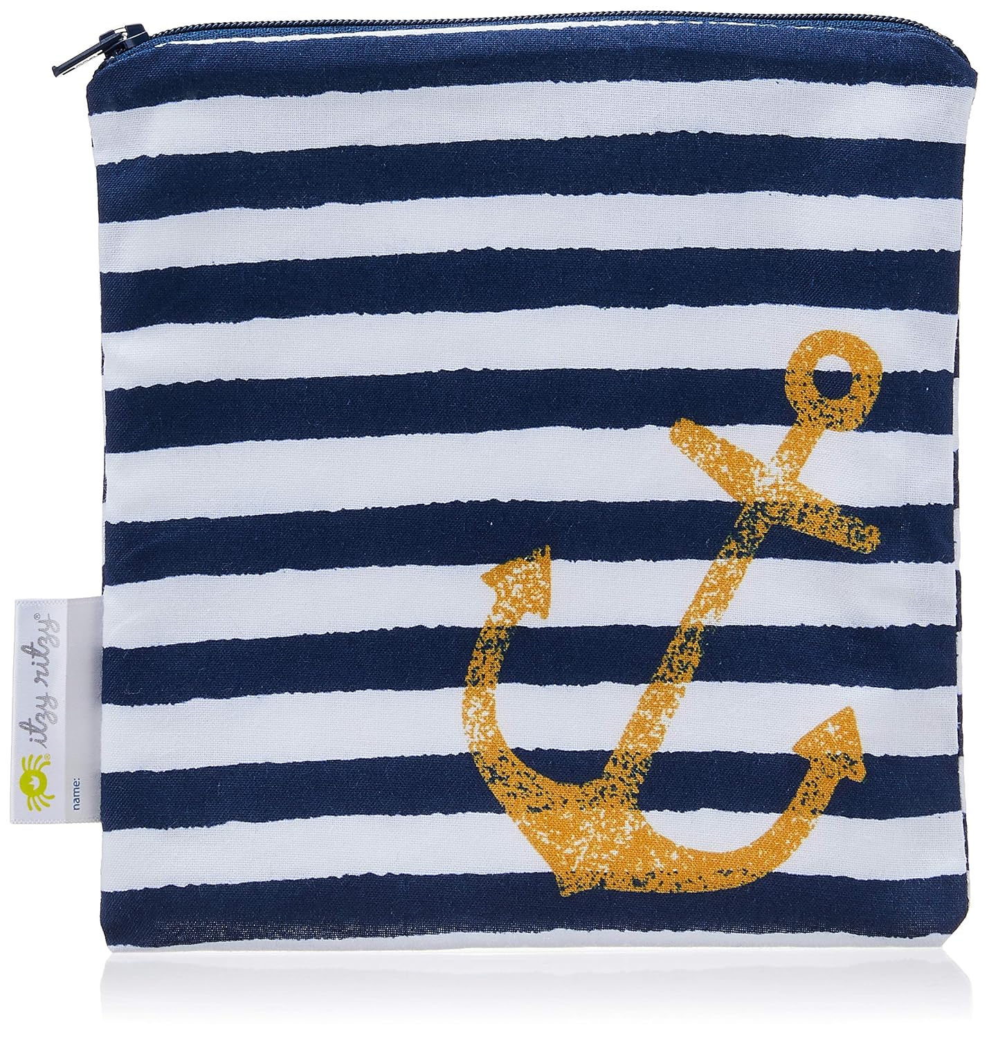 Itzy Ritzy Reusable Snack Bag – 7” x 7” BPA-Free Snack Bag is Food Safe, Washable and Ideal for Storing Snacks, Pacifiers, Electronics and Makeup in a Diaper Bag, Purse or Travel Bag, Anchor Down