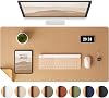 Aothia Dual-Sided Desk Pad - 35.4 x 15.7 inches Leather Desk Mat, Natural Cork Desk Pad Protector, Large Mouse Pad for Desk, Waterproof Desk Blotter Pad, Desk Writing Pad for Office Work/Home, Black