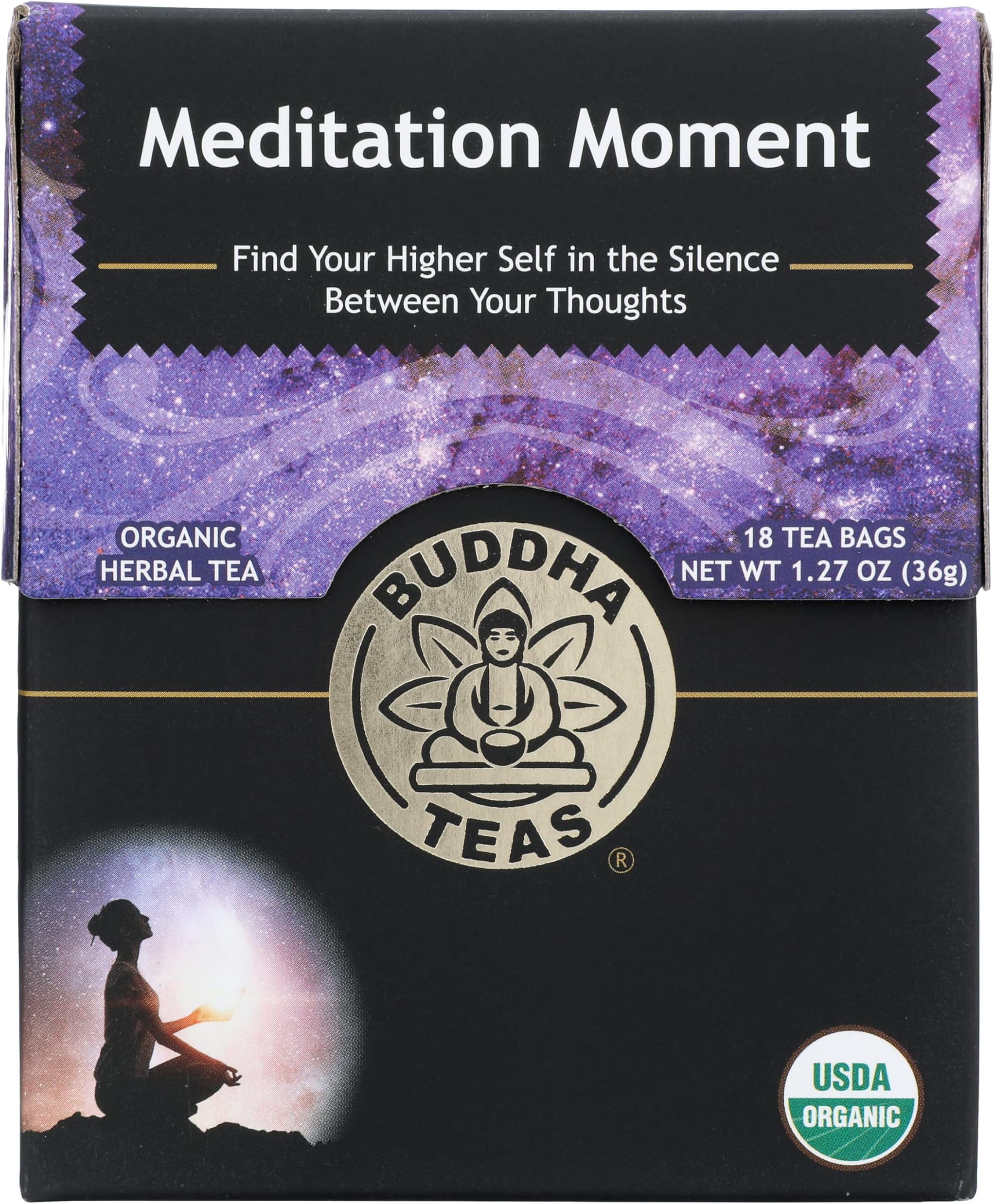 Organic Meditation Moment Tea - Herbal Tea - For Health & Wellbeing - With Antioxidants & Minerals - Clean Ingredients - Caffeine Free - OU Kosher & Non-GMO - 18 Tea Bags (Pack of 1)