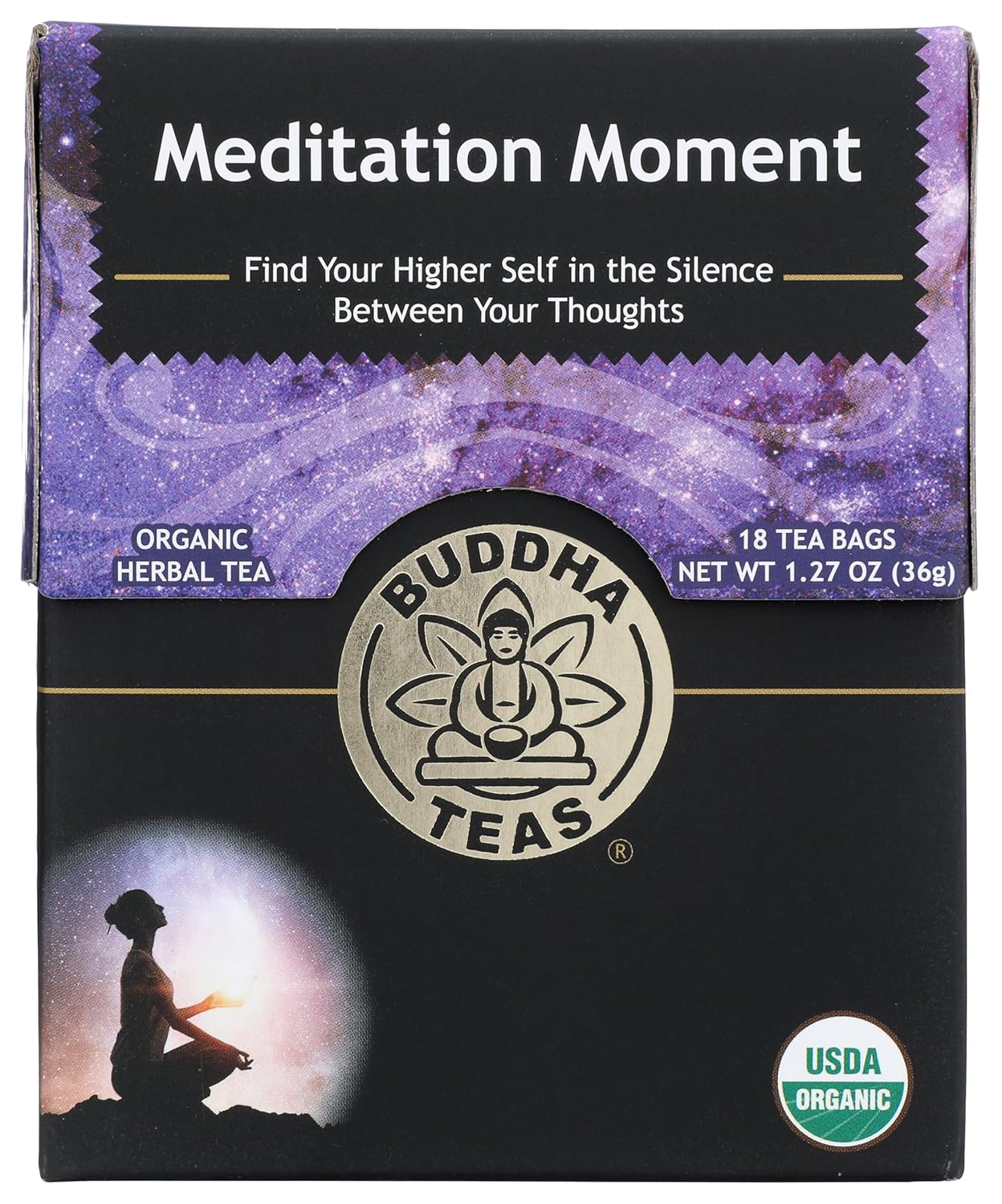 Buddha Teas – Organic Meditation Moment Tea – Herbal Tea – For Health & Wellbeing – With Antioxidants & Minerals – Clean Ingredients – Caffeine Free – OU Kosher & Non-GMO – 18 Tea Bags (Pack of 1)