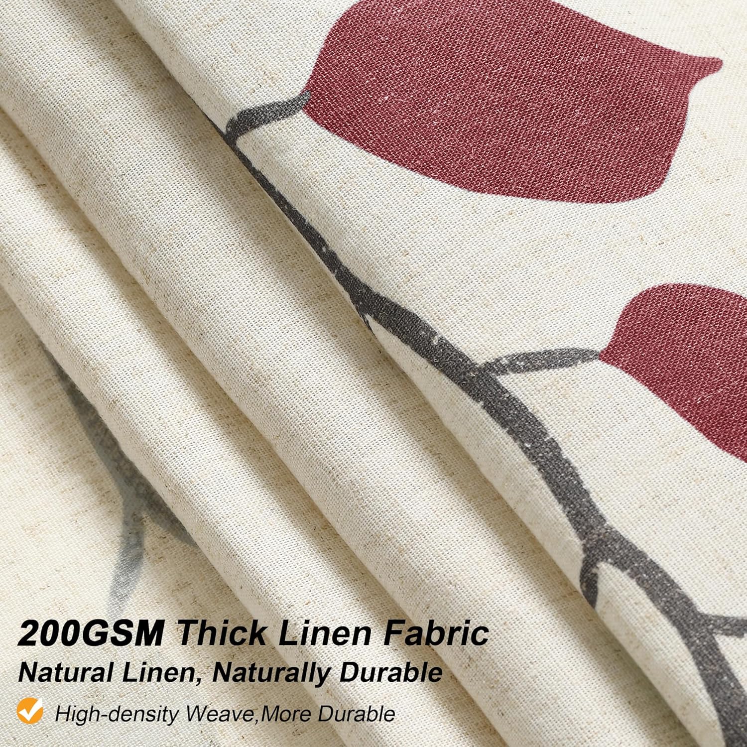 BOODII Linen Shower Curtain for Bathroom Eucalyptus Leaves Shower Curtain Set with Hooks Watercolor Floral Plant Leaf for Bath Natural Waterproof Fabric Bathroom Decor Burgundy, 72x72