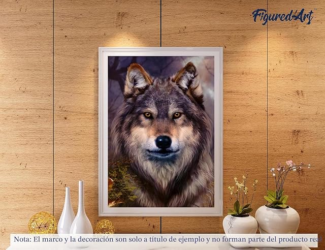 Foto 4 de 8 de Figured'Art Pintar por Numeros Adultos Cabeza de lobo - Manualidades pintura acrilica Kit Cuadro DIY completo