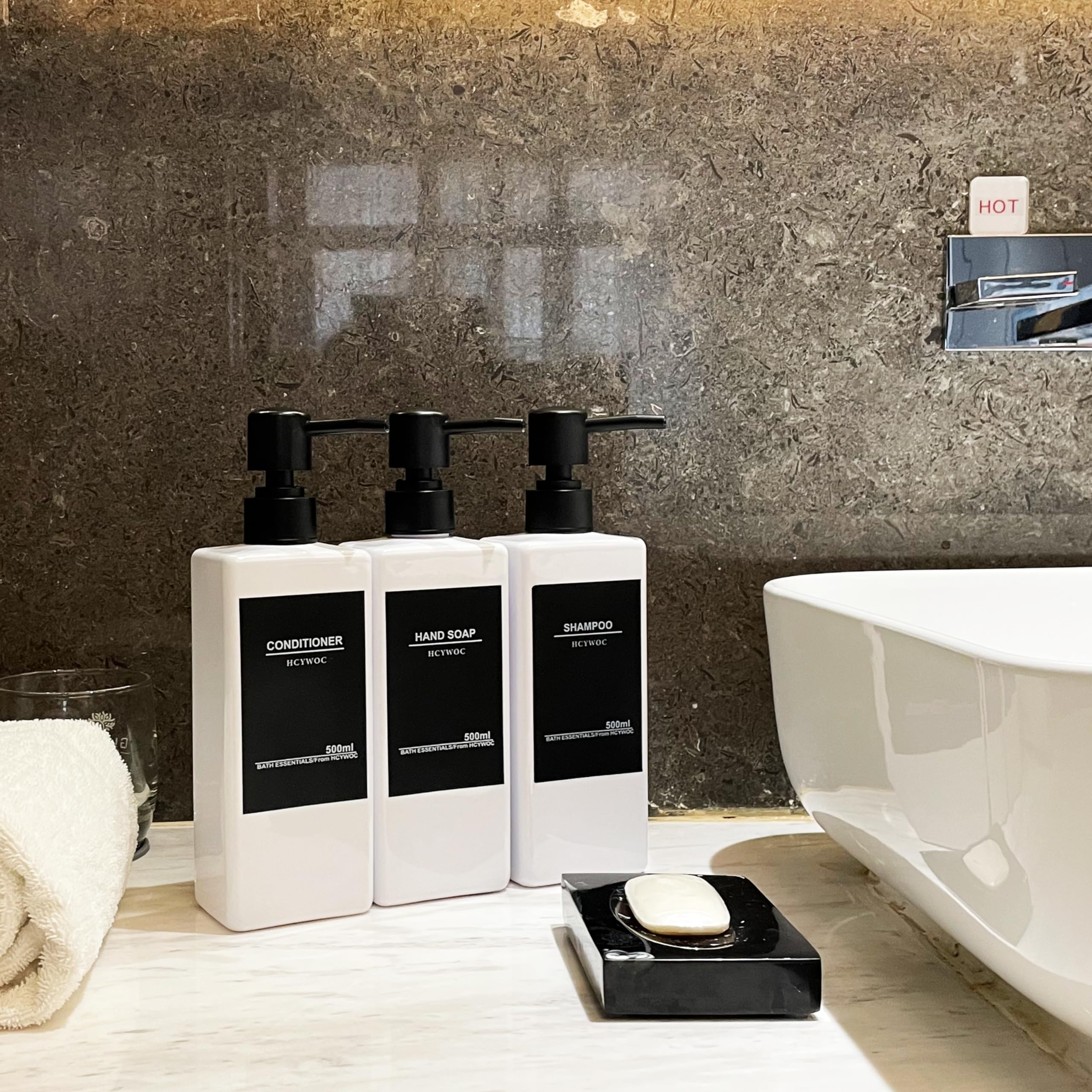 Czemo 3 stuks shampoodispenser voor douche, 500 ml, shampoofles om te Czemo 3 stuks shampoodispenser voor douche, 500 ml, shampoofles om te