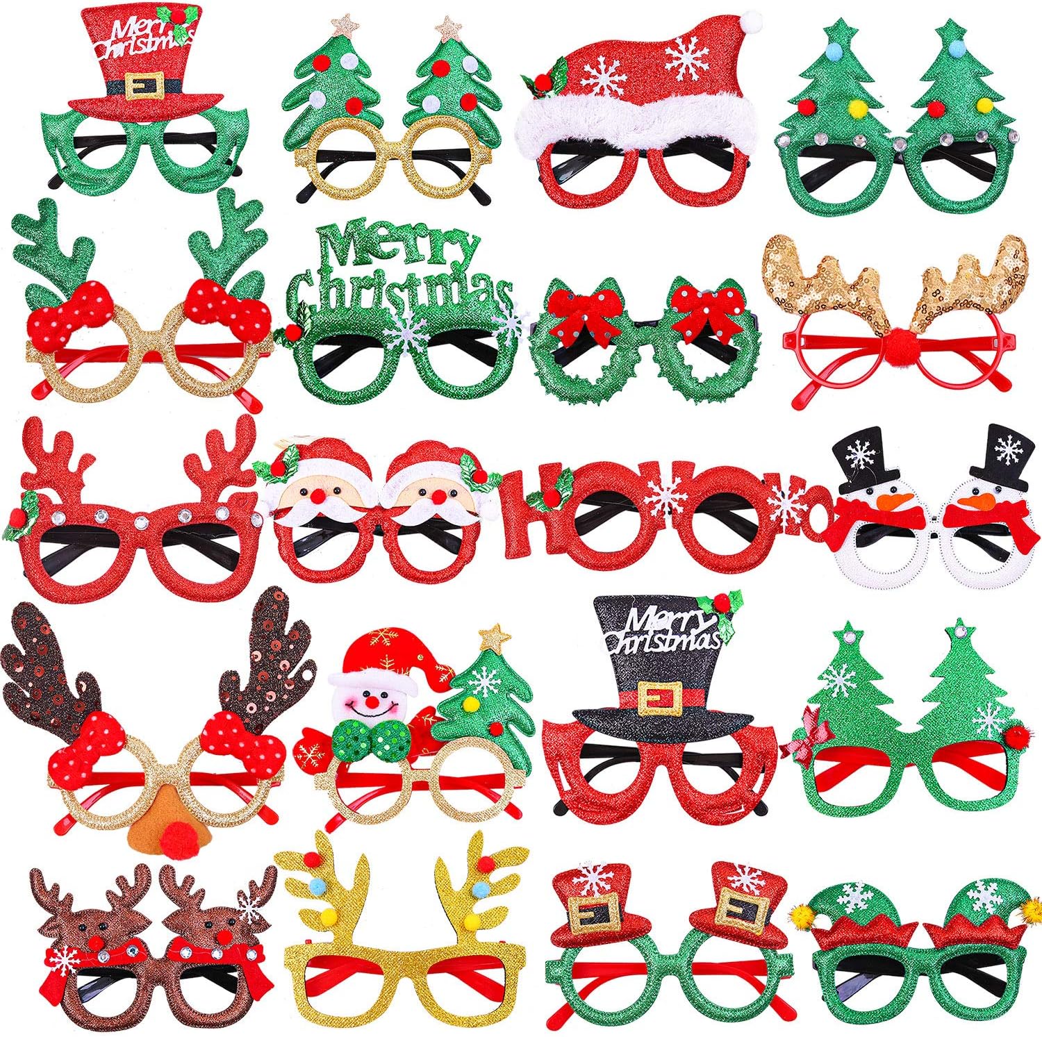 URATOT 20 Styles Christmas Party Glasses Frames Christmas