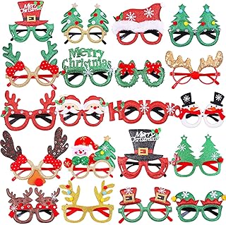 URATOT 20 Styles Christmas Party Glasses Frames Christmas Decoration Eyeglasses Xmas Costume Glasses Frame for Holiday Favors