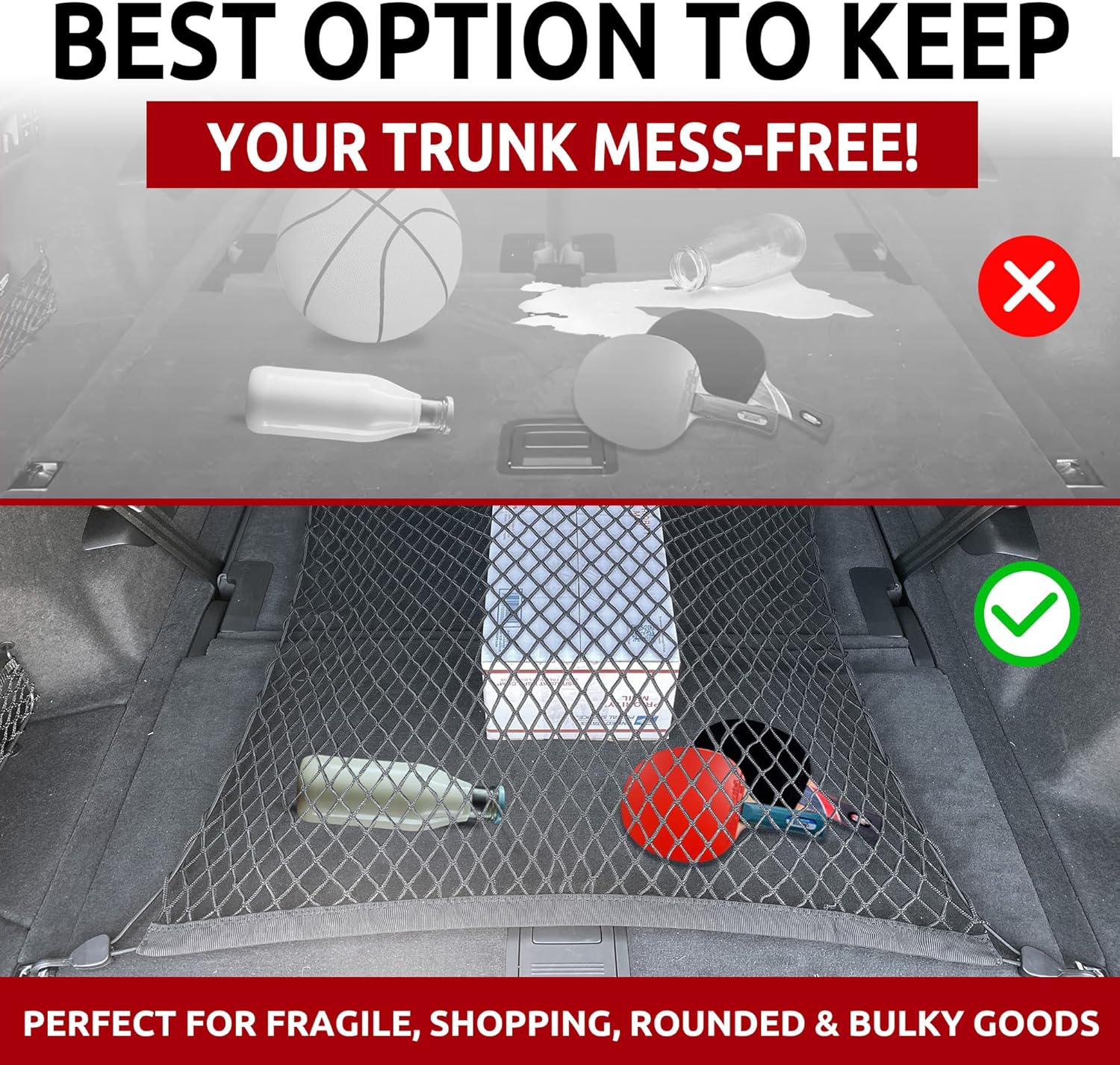 Floor Style Trunk Mesh Cargo Net for Audi Q7 Premium Premium Plus Prestige 2017-2024- Premium Trunk Organizer and Storage - Luggage Net for SUV