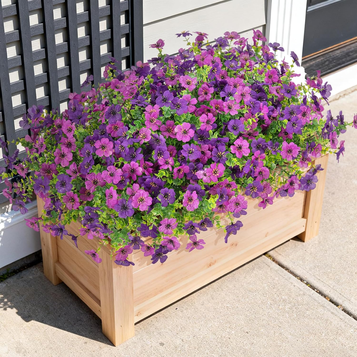 Artificial Fake Mums Flowers for Outdoor Spring Decor, 12 Bundles Faux Flowers Plants Silk Daisy for Planter Pot Colorful UV Resistant Look Real for Front Door Porch Patio Outside Yard(Light Purple) - Image 2