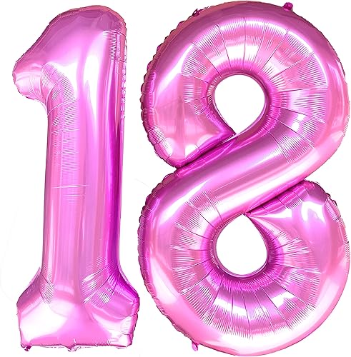 Globos con el número 18, color rosa de 40 pulgadas, 18, grandes, gigantes, gigantes, enormes globos de aluminio Mylar para helio de cumpleaños