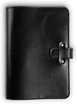 PEGAI Personalized Leather Journal Notebook- Handmade Leather Travelers Notebook Planner |Refillable Leather Notebook Cover | Professional Notebooks for Work | DuPage Black,Full | Lined