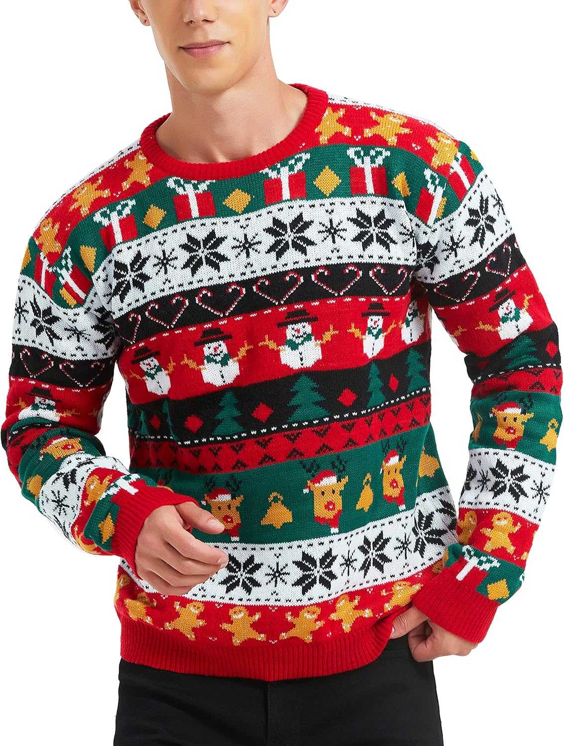 *daisysboutique* Men's Holiday Reindeer Snowman Santa Snowflakes Sweater - Image 4