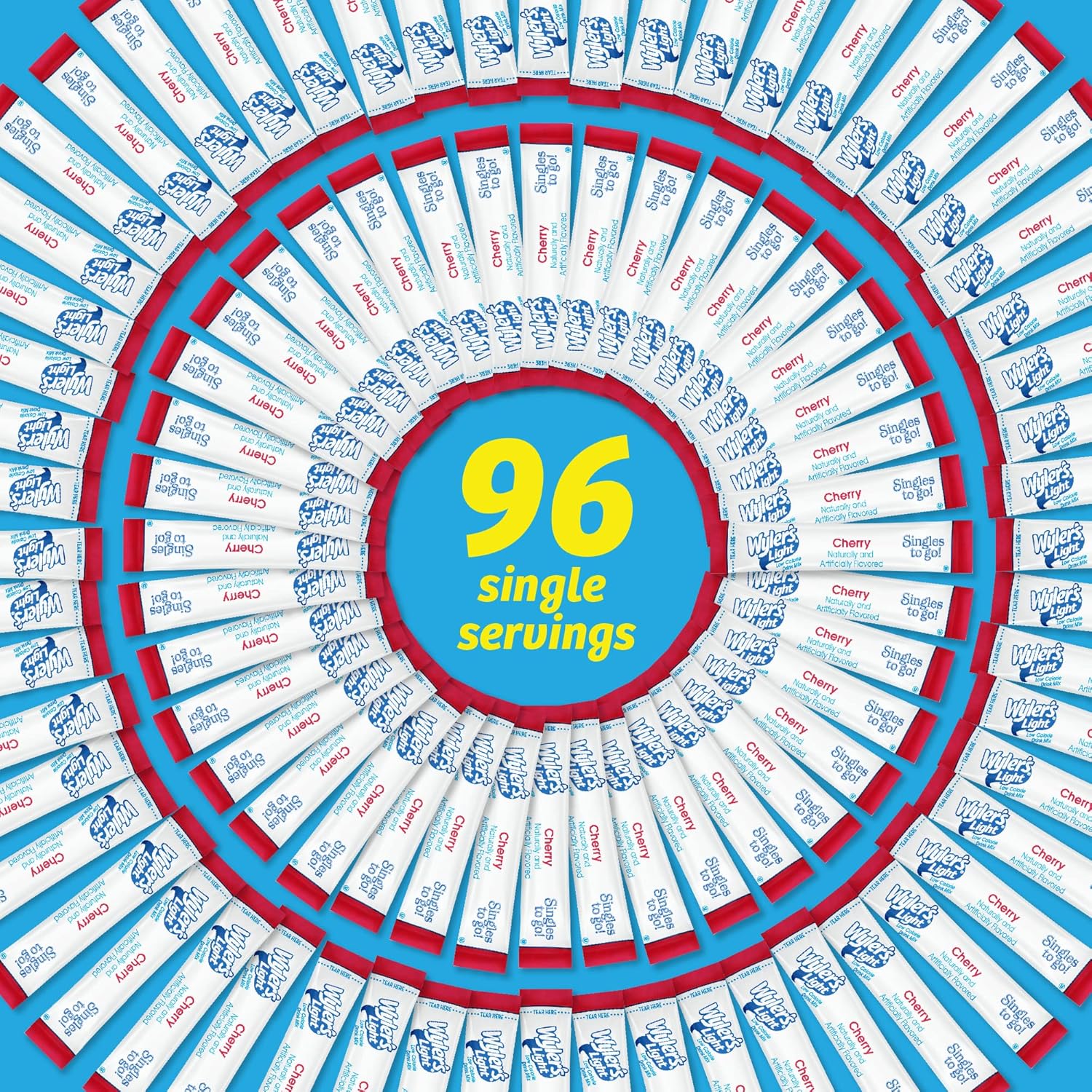 Wyler's Light Singles To Go Powder Packets, Water Drink Mix, Cherry, 96 Single Servings (Pack of 12)