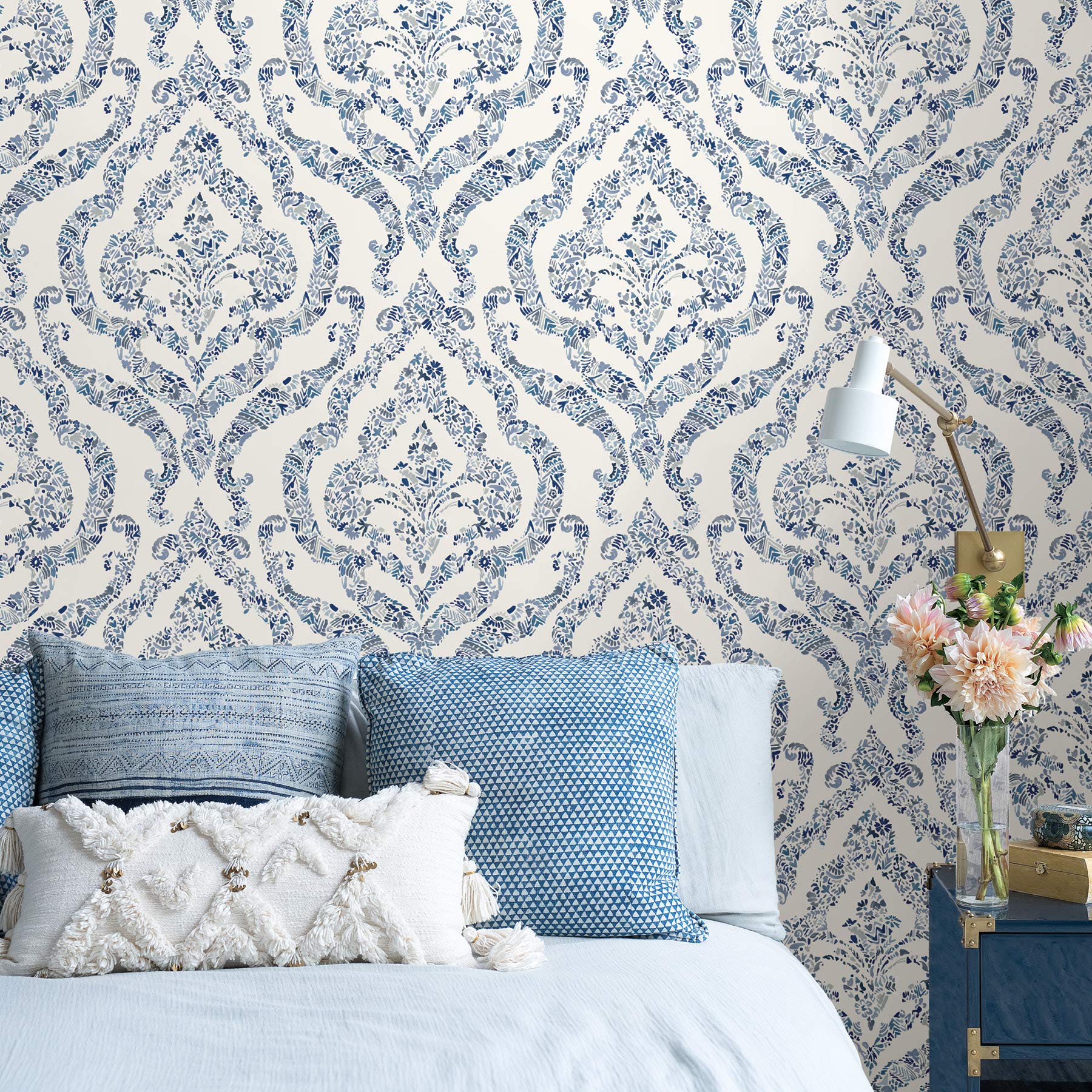 NuWallpaper NUS3547 Blue Guildford - Papel pintado para despegar y pegar