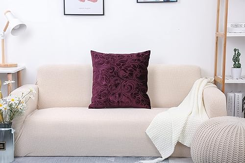 Miniatura 2 de TangDepot Funda de Almohada Decorativa de Terciopelo Pesado con Relieve, Tela de Terciopelo con Anaglifo Floral Clásico, Funda de Almohada