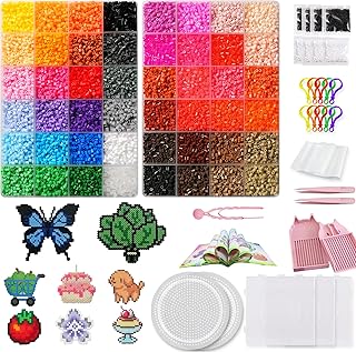 2026 Upgraded 32000 2.5mm Fuse Beads Kit - 48 Colors 105 Patterns Home School Arts and Crafts Supplies, Toys Set, Art Decorations for Room