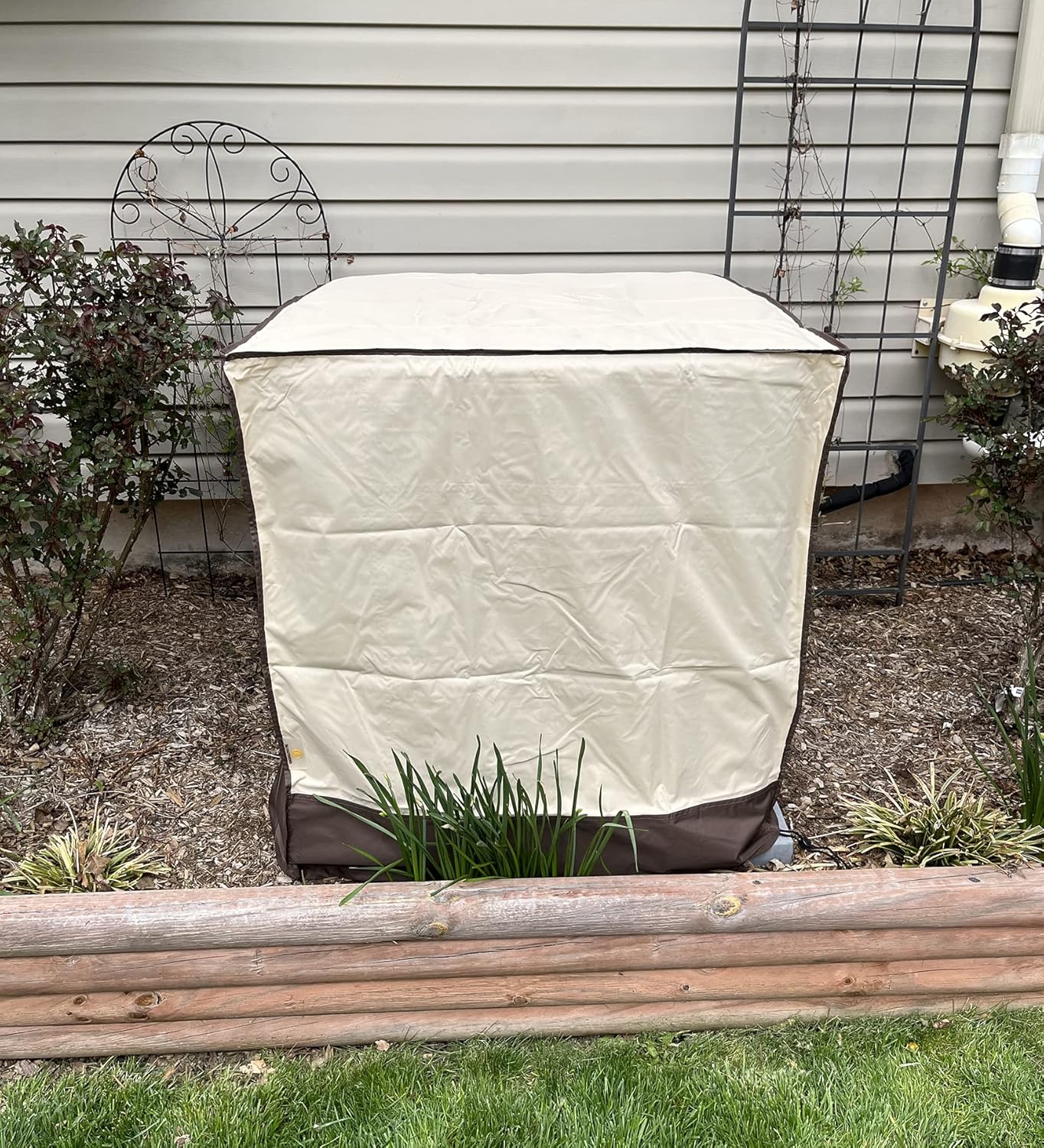 F&J Outdoors A/C Covers 34"Wx34"Dx38"H Outdoor Air Conditioner Covers Fits 32"-34" Square A/C Units,Beige : Home & Kitchen