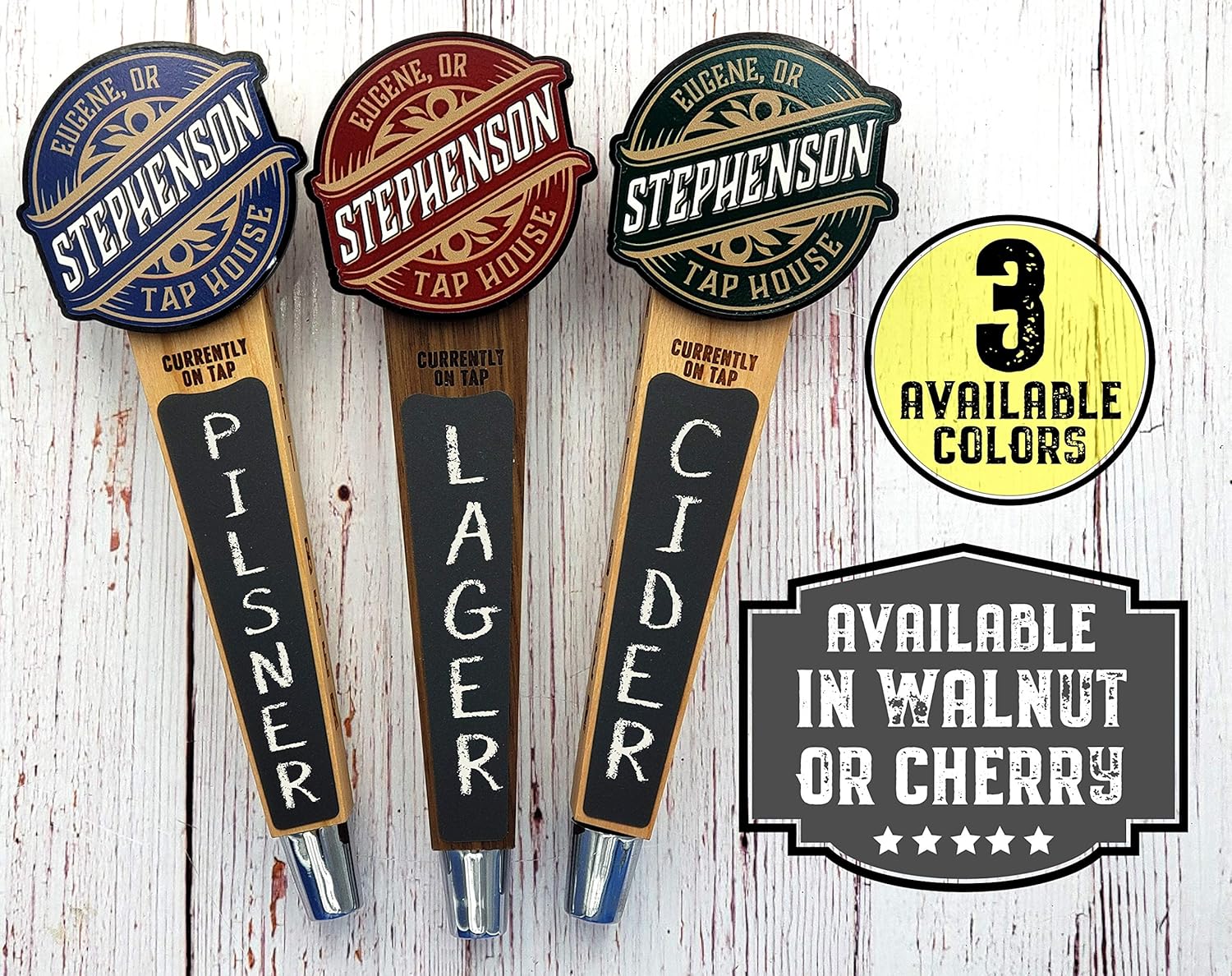 Personalized Tap Handle-Banner Edition (Cherry Wood), Laser Engraved Sides