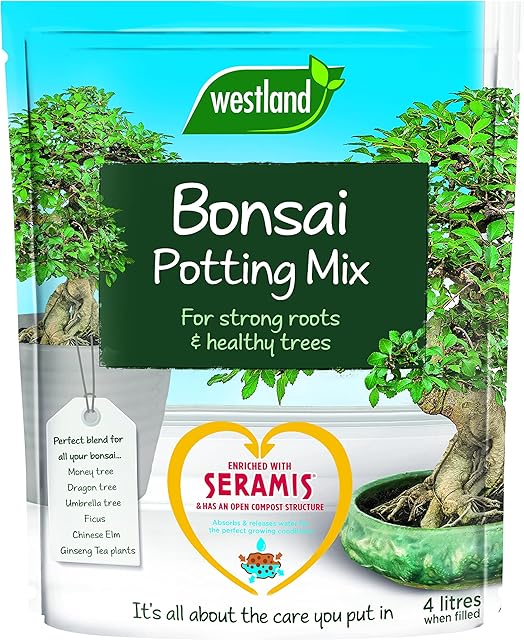 Westland 10200055 Bonsai Potting Compost Mix and Enriched with Seramis, 4 Litre, Brown