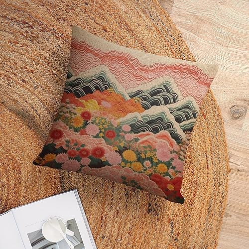 Miniatura 6 de Funda de cojín con estampado floral bohemio para sofá y cama, 18 x 18 pulgadas, decoración de casa de campo, decoración de invierno para vacaciones
