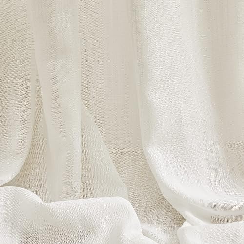 Miniatura 4 de MYSKY HOME Cortinas de 63 pulgadas de largo, 2 paneles, cortinas bohemias traslúcidas suaves para dormitorio, cocina, estilo granja, cortinas