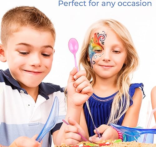 Miniatura 6 de Platos de plástico negro para fiestas, 150 piezas reutilizables desechables de 25 platos llanos, 25 platos de ensalada o postre, 25 tenedores, 25