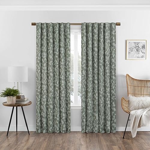 Miniatura 8 de ECLIPSE Nora Botanical Absolute Zero Blackout - Cortina de ventana con aislamiento térmico y bolsillo para barra, para dormitorio (1 panel), 50 x 95