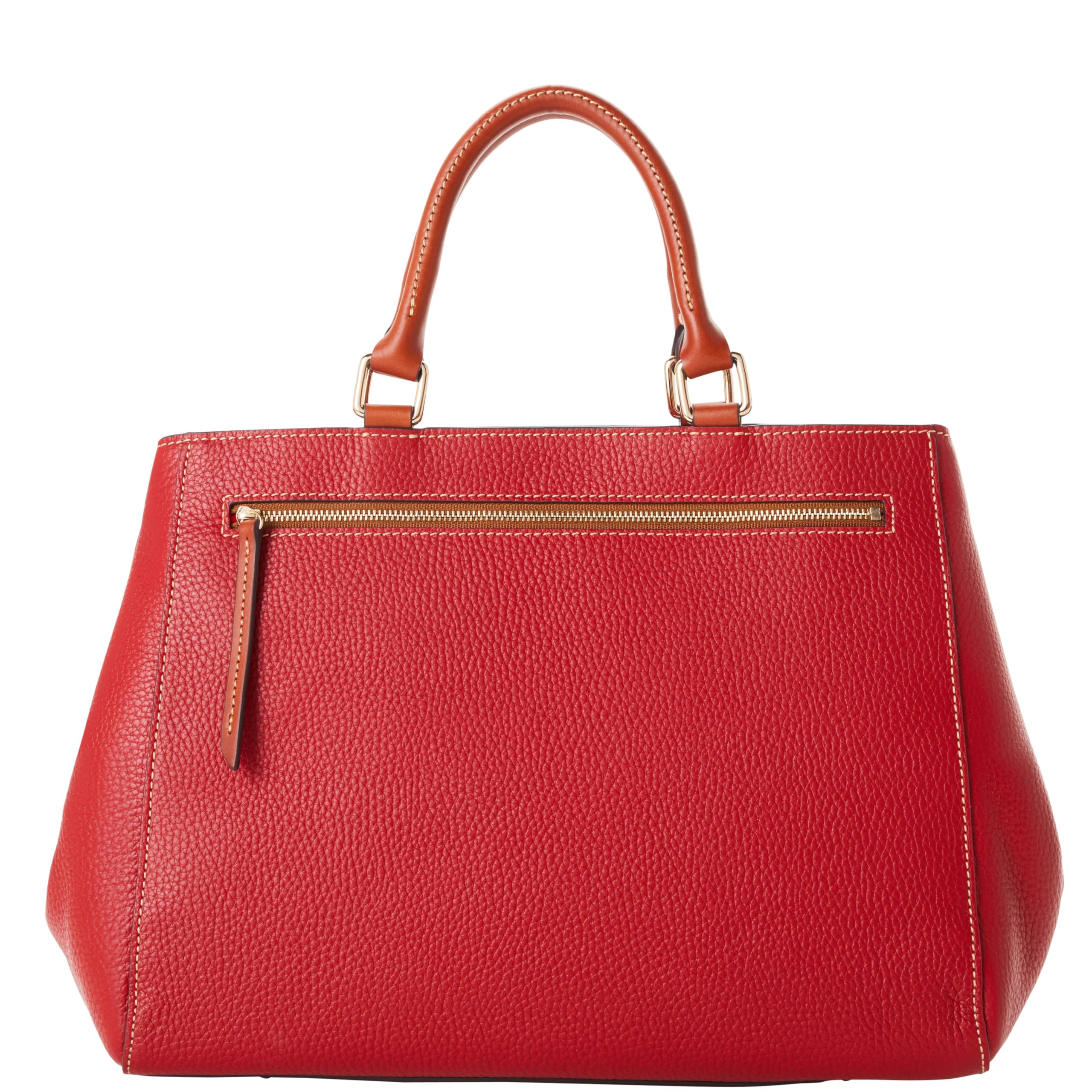 Dooney & Bourke Satchel Bags for Women, Pebble Grain Leather Zip Handbag with Crossbody Strap | with Crossbody Strap: Red